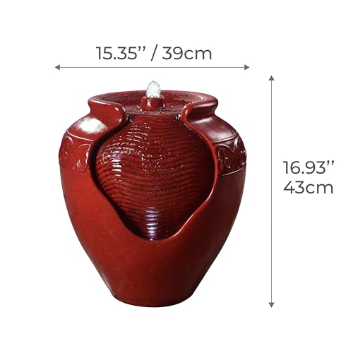 Outdoor Pot Fountain with LED Lights and Pump