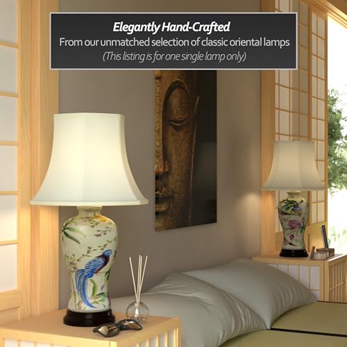 29" Floral White Porcelain Lamp