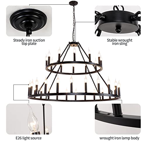 Wagon Wheel Chandelier 2 Tier 36
