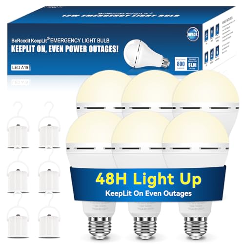 KeepLit 6PK Emergency Rechargeable Light Bulbs (6 Count)