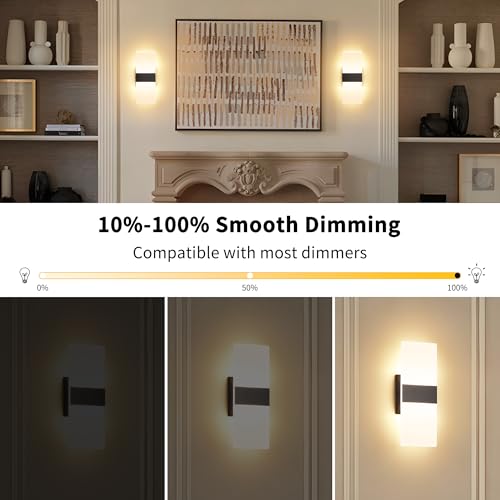 Modern Dimmable LED Wall Sconce Set of 2
