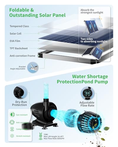 70W Solar Pond Waterfall Spillway with Pond Pump
