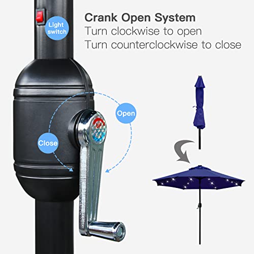 9' Solar LED Patio Umbrella
