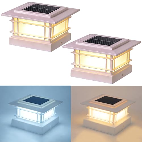 4x4 Solar Post Cap Lights Outdoor with 2 Color Modes (2 Count)