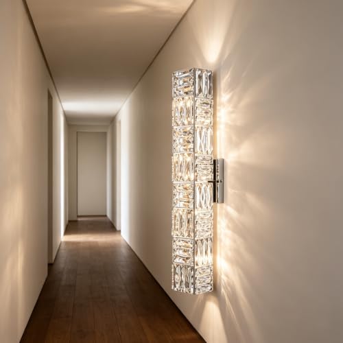 24 Inch Luxury Crystal Wall Sconce Chrome Wall Lighting