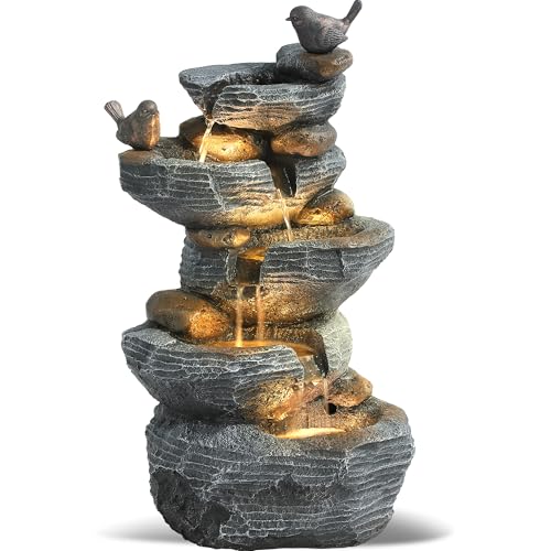 Outdoor 5 Tiers Cascading Rock Water Fountain