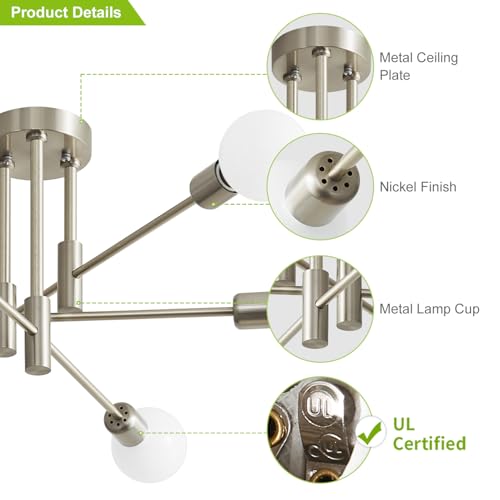 Nickel 6 Light Sputnik Ceiling Light Fixture