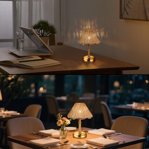 Mini Cordless Boho Rattan Table lamp