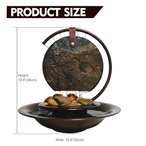 Indoor Tabletop Waterfall Moon Fountain with LED Light