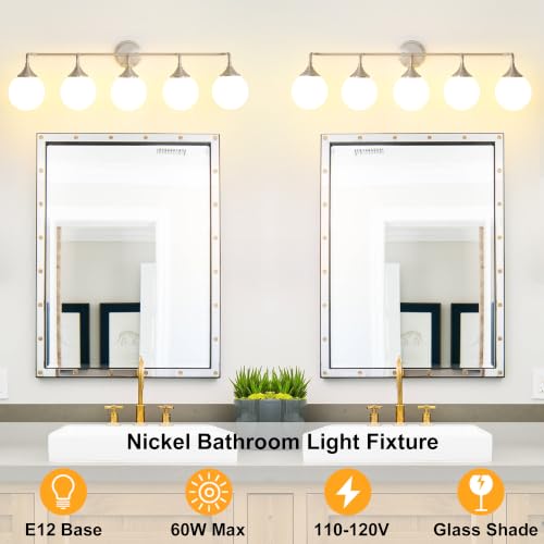 Brushed Nickel Bathroom Light Fixtures Over Mirror Vanity 5
