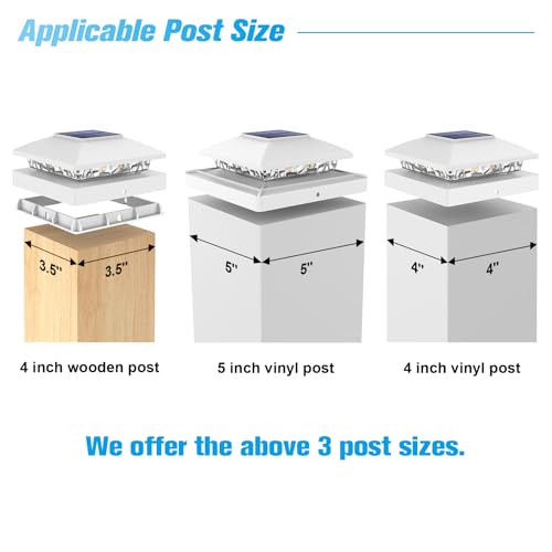 24 Pack White Solar Post Cap Lights Fit 4x4 Fence Deck Post (24 Count)