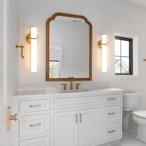 Hardwired Wall Sconces Set of Two 18 Inch Gold Bathroom Wall Sconces 18W 2700K (2 Count)