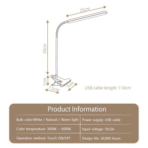 LED Desk Lamp with Clamp for Reading