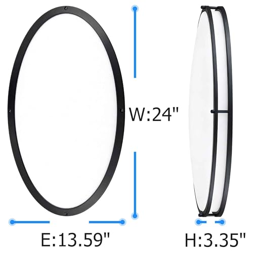 24 Inch Oval Black Ceiling Light Fixture for Living Room