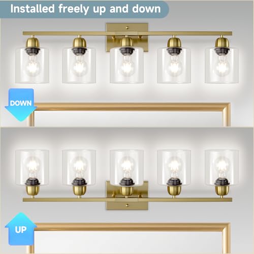 Modern Brushed Gold 5 Light Bathroom Vanity Light