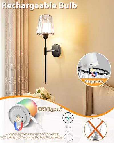 23 inch Crystal Battery Operated Wall Sconce Set of 2