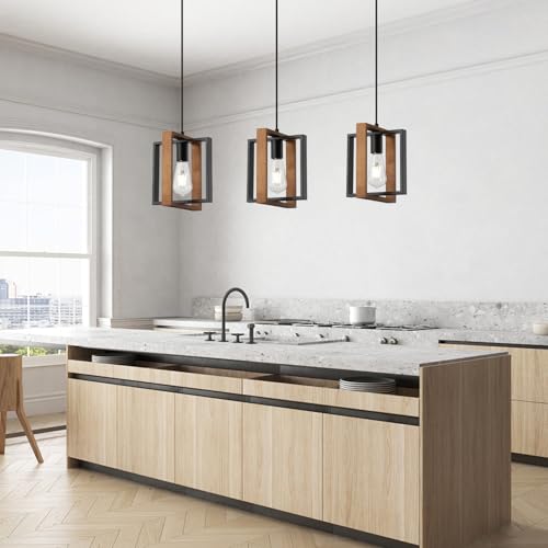 Wood Pendant Light Kitchen Island Set of 3 (3 Count)