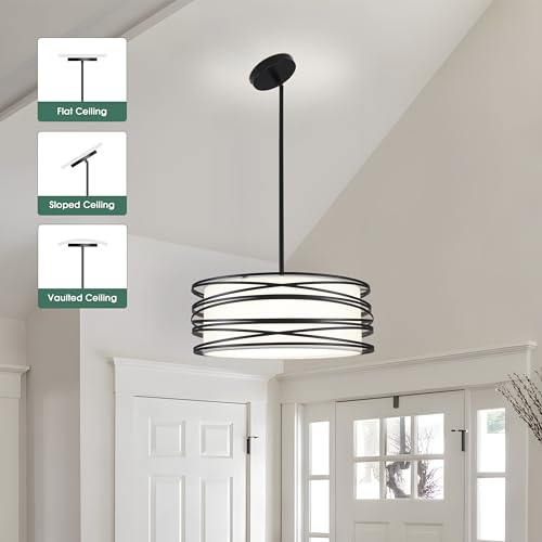 15.7'' Black Drum Chandelier for Dining Room 3