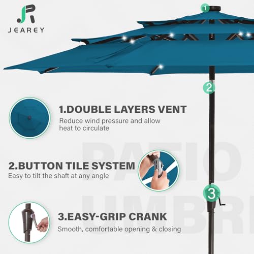 9 ft 3 Tier Outdoor LED Lighted Patio Umbrella w