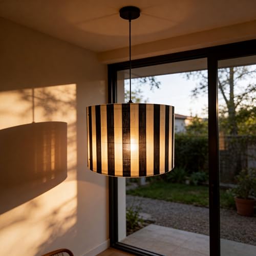 Modern Classical Pendant lamp shade Art decorative Black Stripes 13.8x9Inch