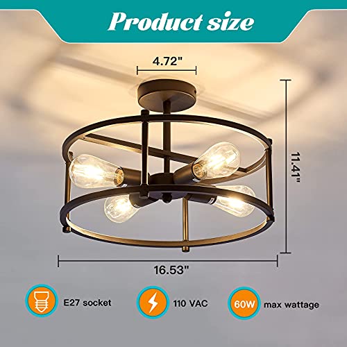Industrial Semi Flush Mount Ceiling Light
