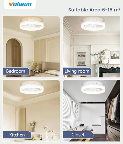 13 inch Small Ceiling Fans with Lights and Remote