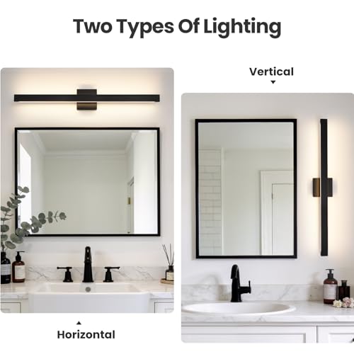 Modern Bathroom Vanity Light Black Bathroom Light Fixture Over Mirror 32 Inch 26W Dimmable 5CCT LED Vanity Light Bar for Bathroom Mirror Cabinets Bedroom