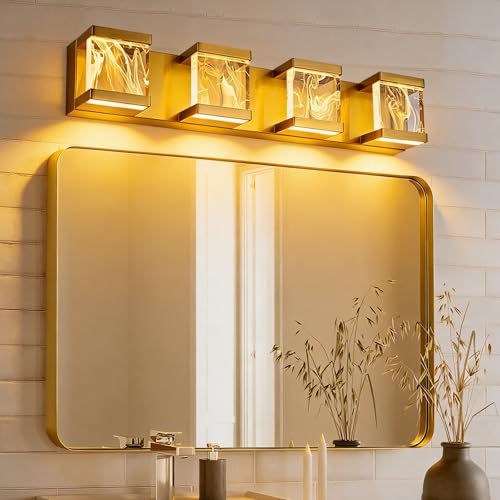 4 Lights LED Bathroom Vanity Light with Unique Smoke Acrylic Panel