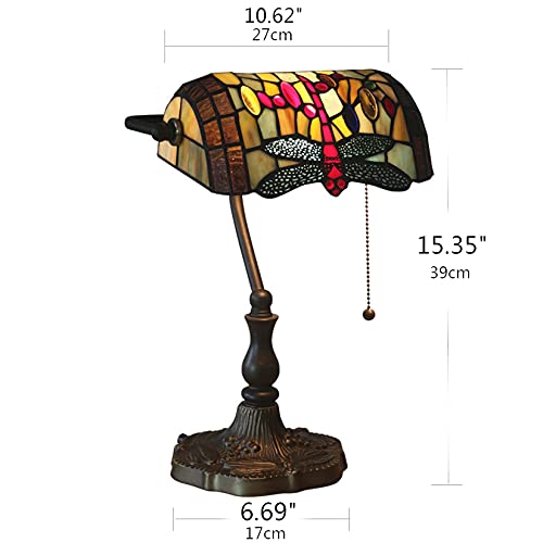 Tiffany Style Bankers Table Lamp Stained Glass Piano Desk Lamp Vintage Bedroom Bedside Lamp for Study