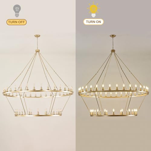 Gold Wagon Wheel Chandelier 2 Tier 60
