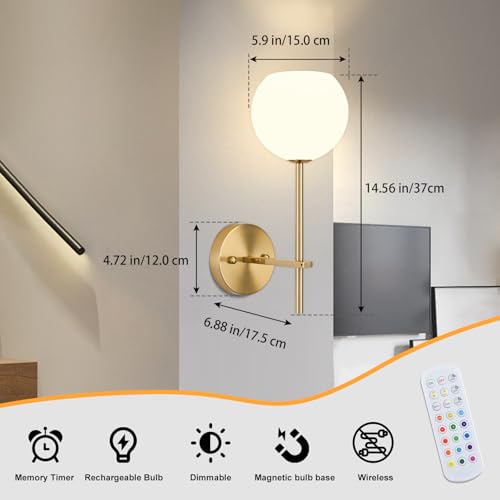 Gold Battery Operated Wall Sconces Set of 2 (2 Count)