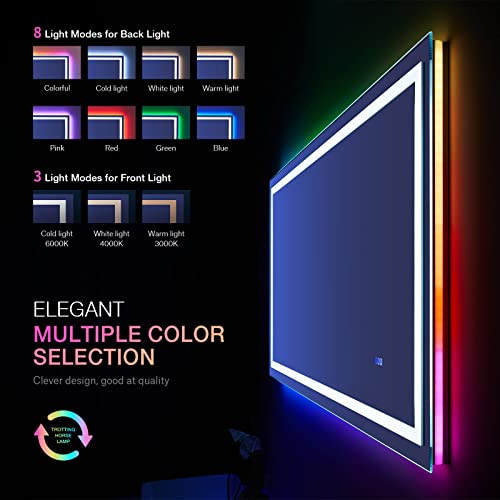 48"X30" RGB LED Bathroom Mirror with Lights