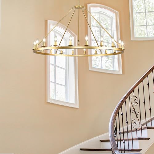 Large Gold Wagon Wheel Chandelier 48