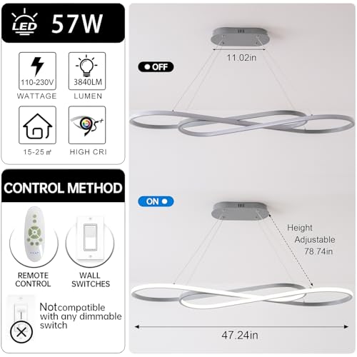 Dimmable Adjustable LED Pendant Chandelier 3000K