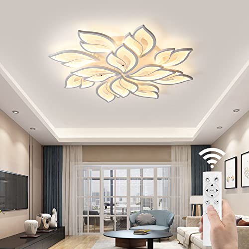 35.4" Flower Shaped Ceiling Light Dimmable Modern Ceiling Lamp Remote Control LED Lighting Fixture for Living Room Kitchen Dining Room