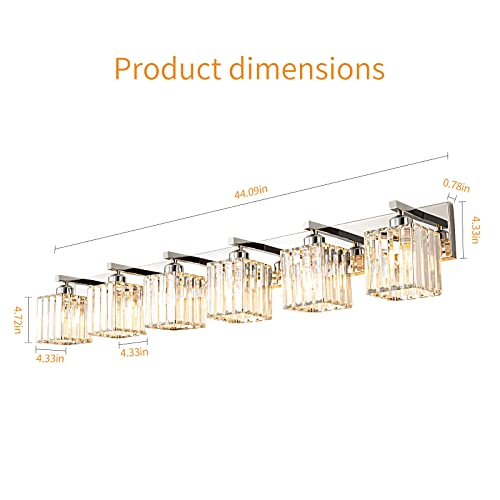 Modern 6 Light Chrome Crystal Bathroom Vanity Light Fixtures