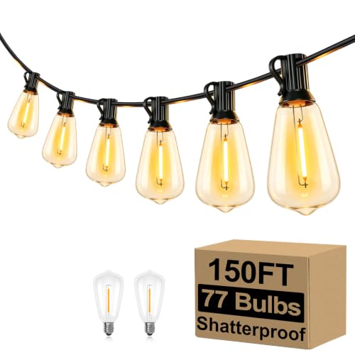150FT Outdoor String Lights 77 Bulbs