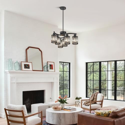 6 Light Black Crystal Chandelier