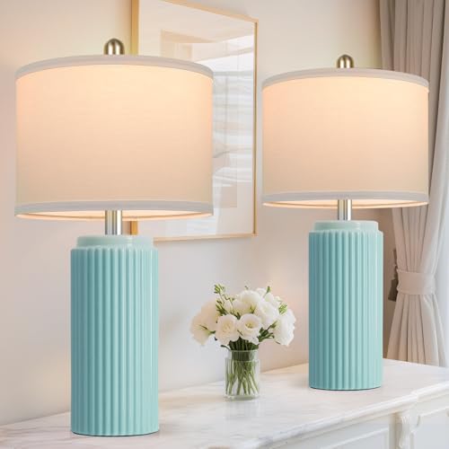 23.5" Light Green Modern Ceramic Table Lamps Set of 2 for Bedside (2 Count)