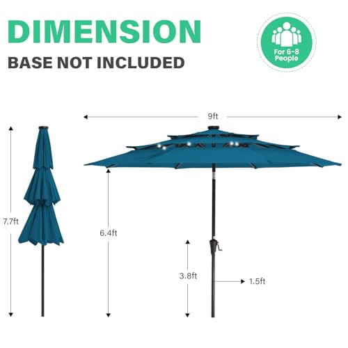9 ft 3 Tier Outdoor LED Lighted Patio Umbrella w