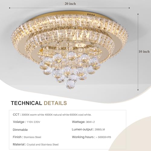 20" Gold Crystal Chandeliers