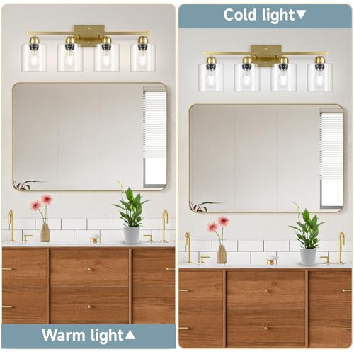 Modern Brushed Gold 4 Light Bathroom Light Fixtures