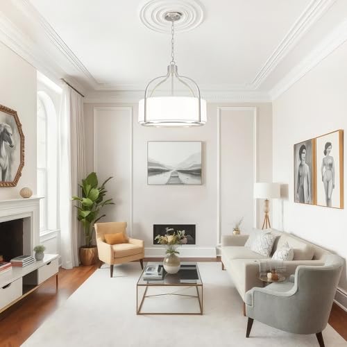 20.5" Modern Brushed Nickel Drum Chandelier