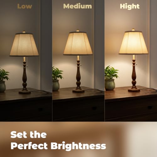 Farmhouse Table Lamps Rustic Bedroom Lamps 24.41" Wood Bedside Lamp