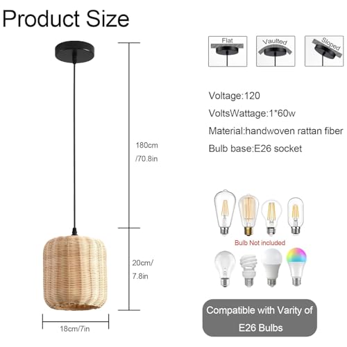 3 Pack Rattan Pendant Light (3 Count)