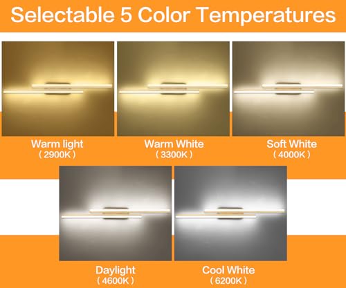 48 Inch LED Bathroom Light Fixtures Over Mirror Brushed Gold Vanity Light Modern Bath Lighting Bar 5CCT