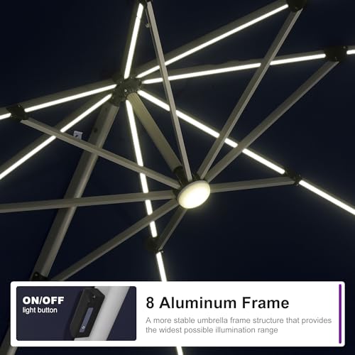 Cantilever Patio Umbrella 9' X 9' Solar LED Light