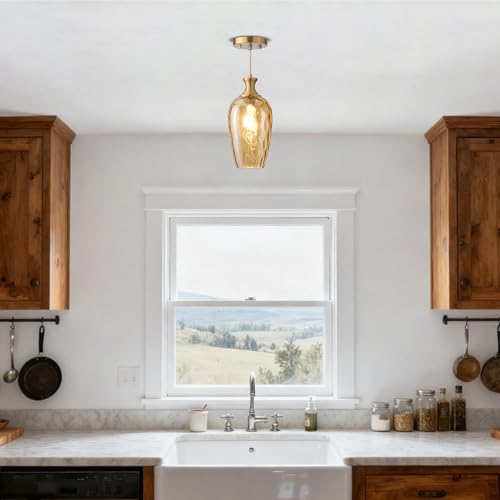 Amber Glass Pendant Lights Kitchen Island