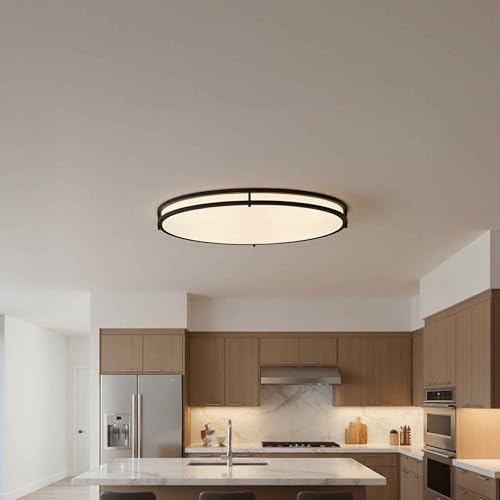 24 Inch Oval Black Ceiling Light Fixture for Living Room