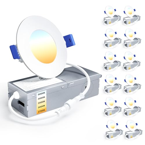 12 Pack 3 Inch LED Recessed Ceiling Light (12 Count)